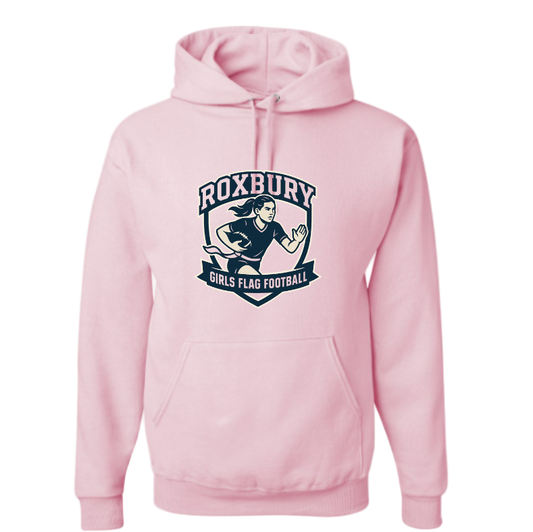 Roxbury Girls Flag Football Light Pink Design:  Tshirt, long sleeve, crewneck or hoodie with Personalization Option