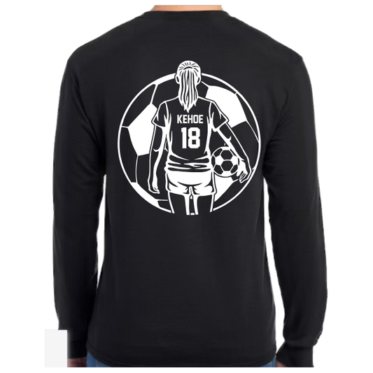 Personalized Soccer Player Long Sleeve Shirt:  Youth/Adult