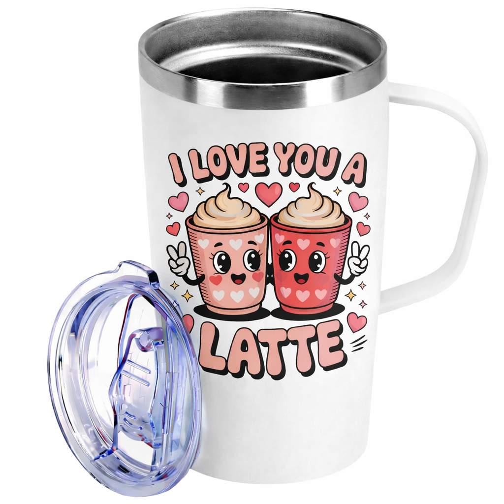 Love You A Latte with Whipped Cream 19  oz Tumbler with Handle