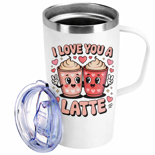 Love You A Latte with Whipped Cream 19  oz Tumbler with Handle