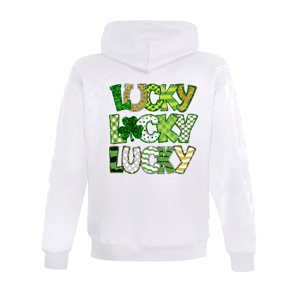3 times LUCKY:  Long sleeve, crewneck or Hoodie: Youth and Adult