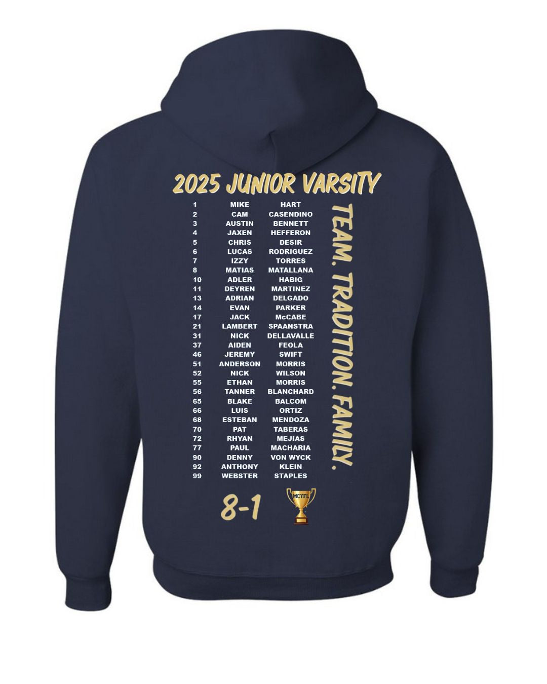 JV CHAMPIONS Hoodie:  Navy or Grey