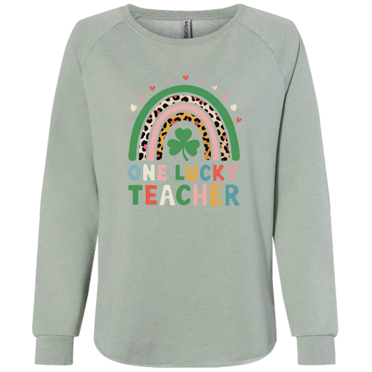 One Lucky Teacher Women's Lightweight Crew sweatshirt
