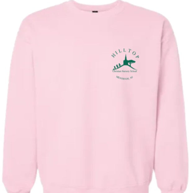 Hilltop Nursey School Pink Crewneck Sweatshirt with Personalization Option